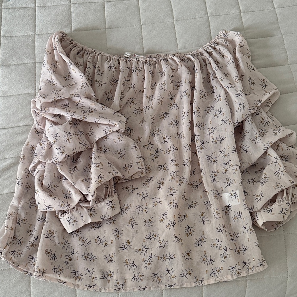 Chelsea & Violet Floral Ruffle Blouse - Light Pink